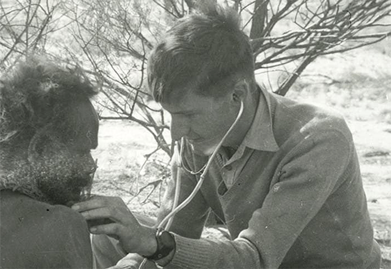 Dr Hargrave examining a patient.