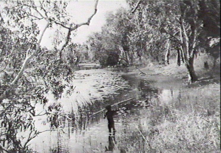 Aboriginal person fishing 1958 photo by Ellen Kettle Aboriginal boy fishing in 1958.